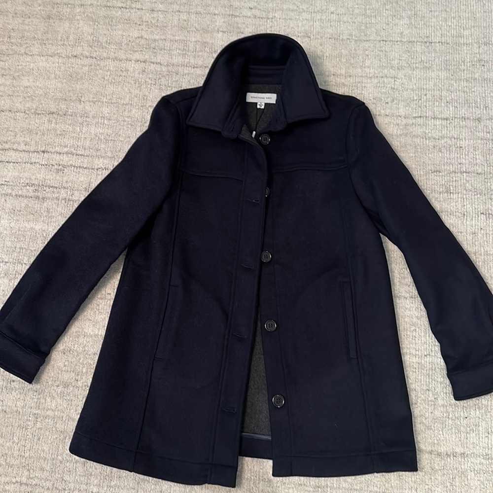 SOMETHING NAVY- Navy Wool Peacoat-NEW